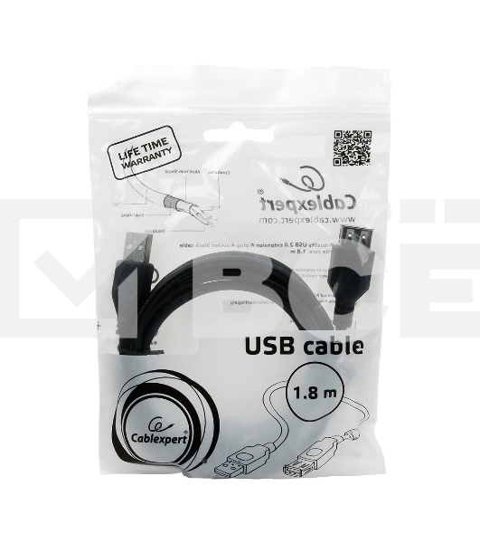 Кабель Gembird PRO CCF-USB2-AMAF-6 USB 2.0 кабель удлинительный 1.8м AM/AF позол.конт., фер.кол., пакет