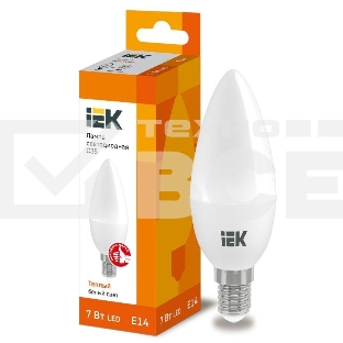 Лампа Iek LLE-C35-7-230-30-E14 светодиодная ECO C35 свеча 7Вт 230В 3000К E14 IEK