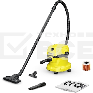 Строительный пылесос Karcher WD 2 Plus V-12/6/18/C 1000Вт (уборка: сухая/влажная) желтый