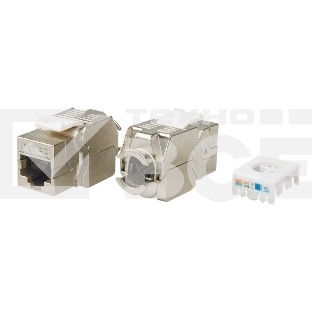 Hyperline KJ8-8P8C-C5e-180-TLS-SH-F-WH Вставка Keystone Jack RJ-45(8P8C), категория 5e, экранированная, тип 180 градусов, Toolless, белая