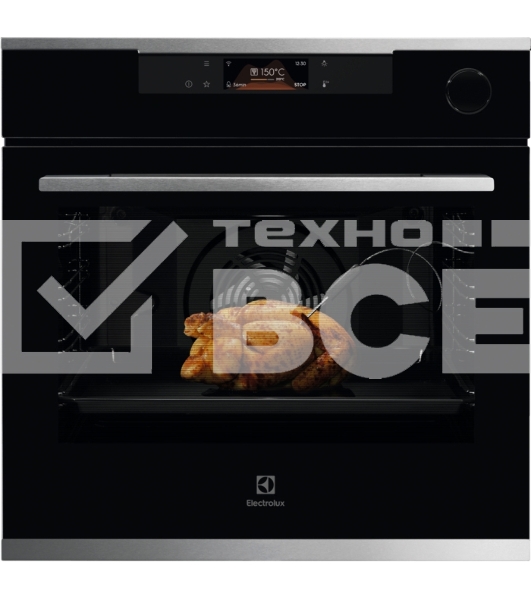Духовой шкаф Electrolux с паром SteamCrisp, основной цвет - нержавеющая сталь, сенсорное управление, цветной ЖК-дисплей, электронное регулирование времени и температуры, будильник, таймер отключения, отложенный старт, хромированные направляющие из нержавеющей стали Easy Entry , телескопические направляющие FlexiRunners (1 ур) с изменением высоты установки, 3 стекла, пиролитическая очистка, термощуп, плавное закрытие дверцы SoftClosing, Италия