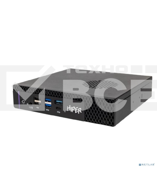 Компьютер Мини ПК HIPER FACTUM FT20 Intel Core i3 14100(3.5Ghz)/8192Mb/256SSDGb/noDVD/BT/WiFi/war 1y/1.2kg/черный/Win11Pro + БП 120Вт/металл/VESA Адаптер на 75х75, 100х100