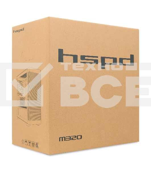 Компьютерный корпус без блока питания HSPD M320, Mesh Mini-tower, черный, slide TG, 0.45 SPCC, 2x140мм ARGb+1x120мм ARGb mATX, mITX 160/340/184мм 2x2.5