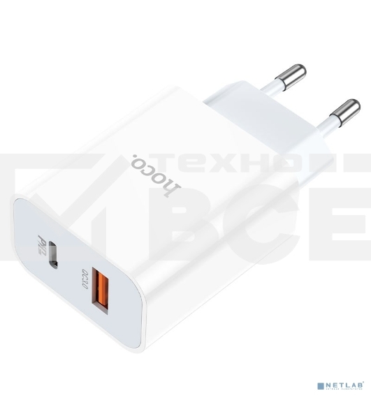 Сетевое зарядное устройство HOCO HC-66076 C97A/PD + QC 3.0/2 USB: Type-A + Type-C/Выход: 5V_9V_12V, 20W/белый