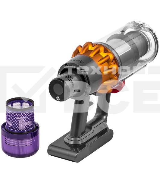 Пылесос вертикальный Dyson V15 Detect Absolute (SV47) желтый/никель, питание от аккумулятора, 220 Вт, уборка сухая, пылесборник 0.76 л, работа от АКБ max - 60 мин