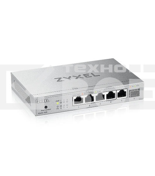 Мультигигабитный коммутатор Zyxel XMG-105, 5xRJ-45: 1/2.5G, 1xSFP+, настольный, бесшумный