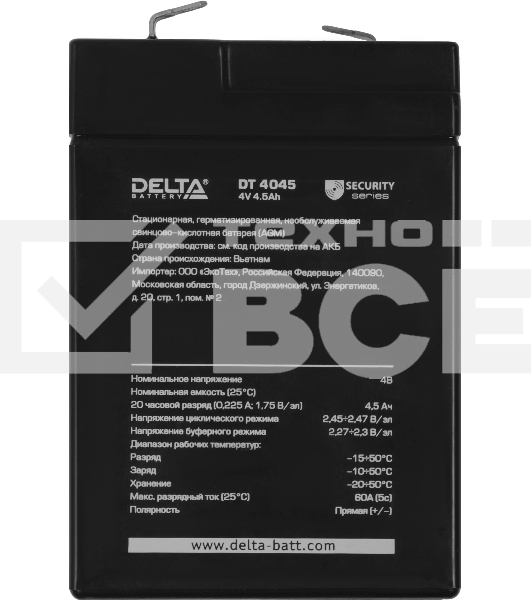 Батарея для ИБП Delta DT 4045 (4V, 4.5Ah)