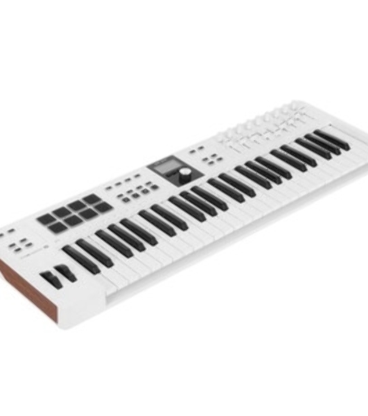 Клавиатура MIDI 231524 Arturia KeyLab Essential 49 mk3 Aquamarine 49 клавиш, LCD дисплей, 9 энкодеров, 8 пэдов, 9 фейдеров, 12 кнопок управления, колеса высоты тона и модуляции, 1/4' Jack вход для педали, MIDI выход, Type-C