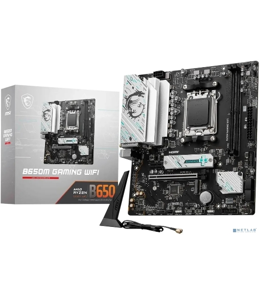 Материнская плата MSI B650M GAMING WIFI, AM5, AMD B650, 2xDDR5, 4xSATA, 2xM.2, 1xPCIe 4.0 x16, 1xPCIe 3.0 x1, 1xDP, 1xHDMI, 1x2.5Gb LAN, Wi-Fi 6E, Bluetooth 5.3, 1xUSB-C 5Gbps, 3xUSB-A 5Gbps, 2xUSB-A 2.0, 1xS/PDIF, 5x3.5 мм, 7.1, mATX