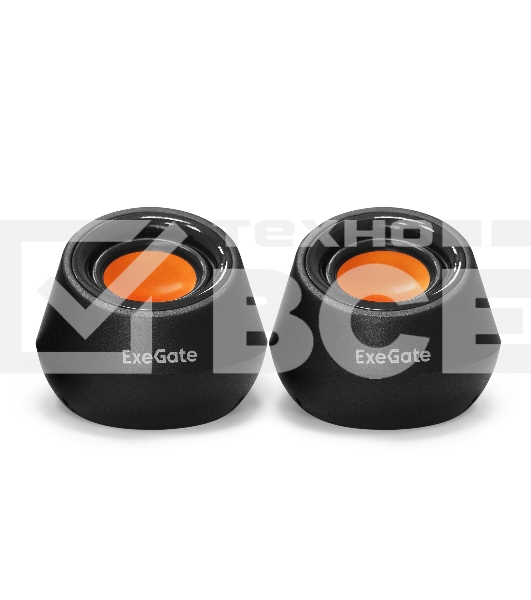 Акустическая система 2.0 ExeGate EX287060RUS Disco 130 (питание USB, 2х3Вт (6 Вт RMS), 100-20000Гц, черный/оранжевый)