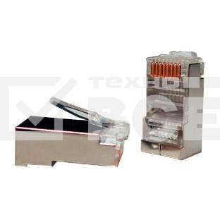 Разъемы Hyperline PLUG-8P8C-U-C5-SH-100 Разъем RJ-45(8P8C) под витую пару, категория 5e (50 µ