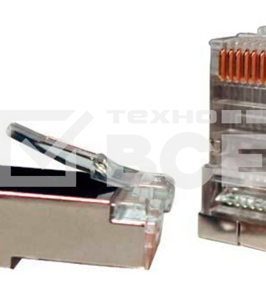 Разъемы Hyperline PLUG-8P8C-U-C5-SH-100 Разъем RJ-45(8P8C) под витую пару, категория 5e (50 µ