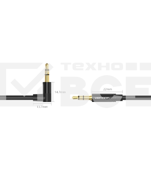 Кабель Vention аудио Jack 3,5 mm M/Jack 3,5 mm M угол 90  - 0.5м Черный Кабель Vention аудио Jack 3,5 mm M/Jack 3,5 mm M угол 90  - 0.5м Черный