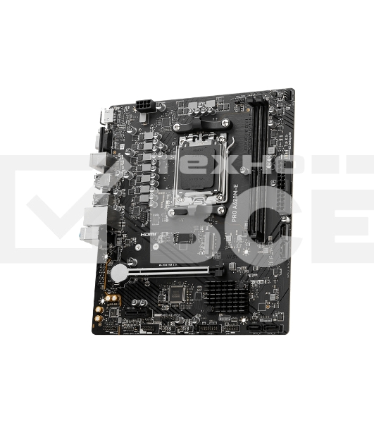 Материнская плата MSI PRO A620M-E, AM5, AMD A620, 2xDDR5, 4xSATA, 1xM.2, 1xPCI-E 4.0 x16, 1xPCI-E 4.0 x1, 1xHDMI, 1xVGA, 1x1Gb LAN, 2xUSB 2.0, 4xUSB 3.2 Gen 1, 3x3.5 мм, 7.1, Micro-ATX