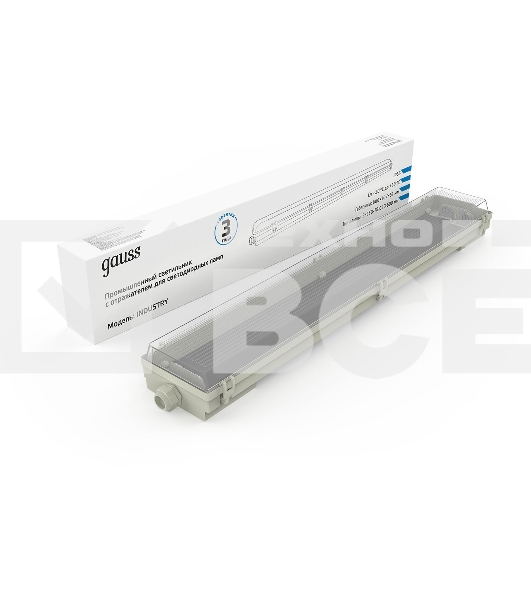 Светильник с отражателем влагозащ. СПП-Т8-G13 INDUSTRY 666х85х55мм IP65 для LED ламп 2х600мм Gauss 909410260