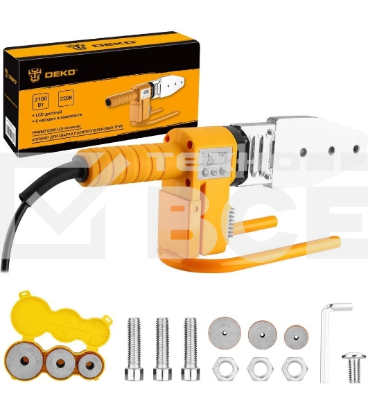 Сварочный аппарат для пластиковых труб Deko PPWM2100W LCD раструбная 2.1кВт (кейс в комплекте)