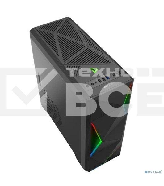Компьютерный корпус Zircon Ares без БП (Midi Tower, Micro-ATX, черный, 1*USB3.0+2*USB2.0)