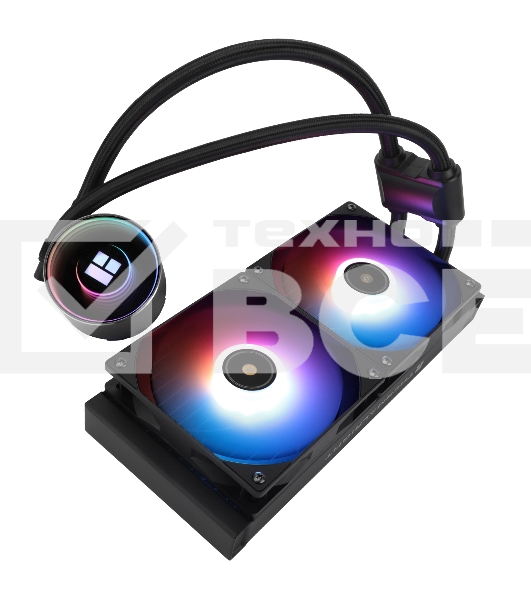 Водяное охлаждение для процессора Thermalright Frozen Notte 240 черный ARGB V2 (240mm, Black, ARGB/ Fans: 2x120mm, 72.37CFM, 27.7dBA, 2000RPM/ Pump height 54mm, 28dBA, 5300RPM, Rad thickness 27mm/ S: 1200, 1700, 1851, 2011, 2066, 115X, AM2, AM2+, AM3, AM3