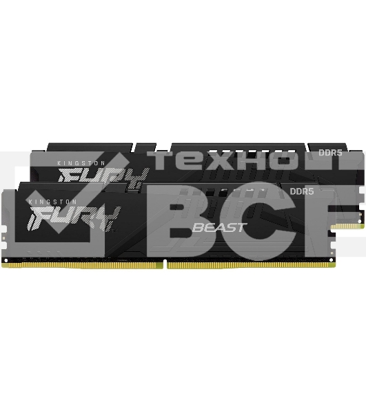 Оперативная память Kingston Fury Beast, DDR5, 64GB (2x32GB), 6000MHz, CL36, с радиатором, чёрный