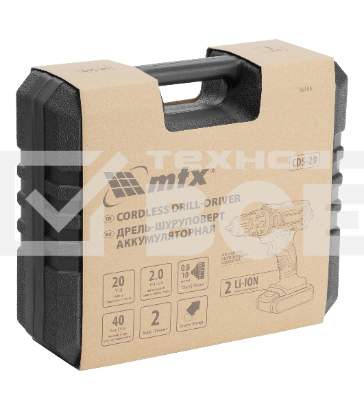 Дрель-шуруповерт аккумуляторная CDS-20, Li-Ion, 20 В MTX