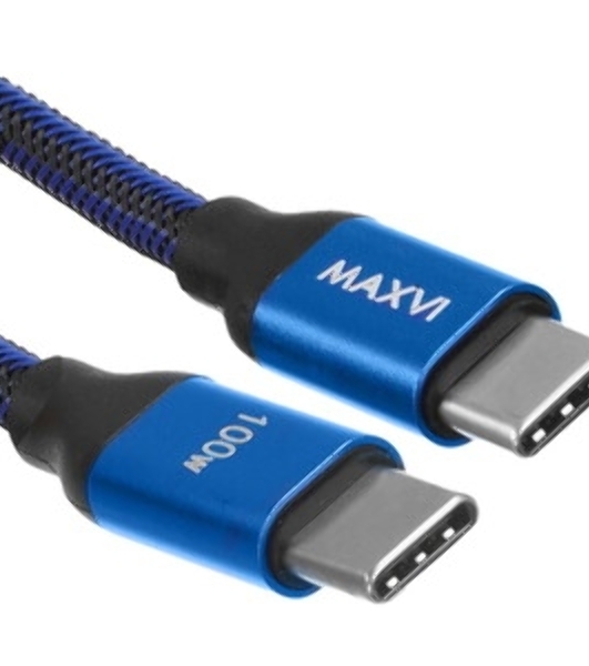 Кабель Maxvi MC-A20 black Type-C - Type-C, 2A ток макс. нагрузки 2А, макс. напряжение 5V, длина кабеля 1м, материал PVC, черный