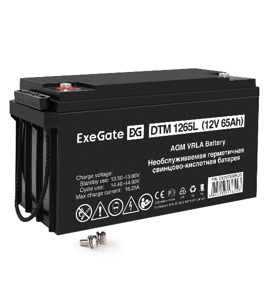 Аккумуляторная батарея ExeGate DTM 1265L (12V 65Ah, болт М6)