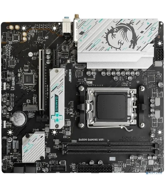 Материнская плата MSI B650M GAMING WIFI, AM5, AMD B650, 2xDDR5, 4xSATA, 2xM.2, 1xPCIe 4.0 x16, 1xPCIe 3.0 x1, 1xDP, 1xHDMI, 1x2.5Gb LAN, Wi-Fi 6E, Bluetooth 5.3, 1xUSB-C 5Gbps, 3xUSB-A 5Gbps, 2xUSB-A 2.0, 1xS/PDIF, 5x3.5 мм, 7.1, mATX