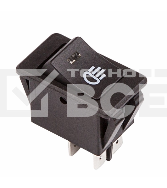 Выключатель клавишный 12V 35А (4с) ON-OFF с синей LED подсветкой Rexant
