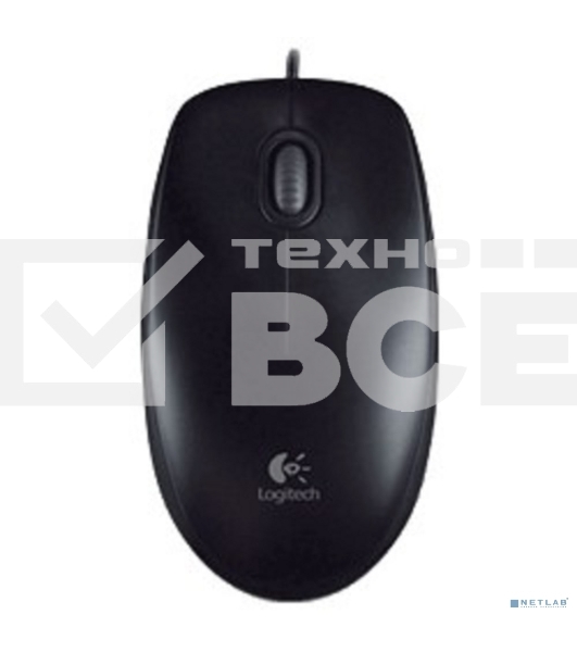 Мышь проводная Logitech B100 черный, 1000 dpi, USB, кнопки - 3