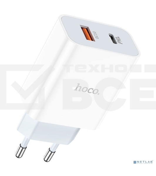 Сетевое зарядное устройство HOCO HC-66076 C97A/PD + QC 3.0/2 USB: Type-A + Type-C/Выход: 5V_9V_12V, 20W/белый
