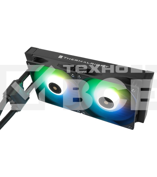 Водяное охлаждение для процессора Thermalright Frozen Notte 240 черный ARGB V2 (240mm, Black, ARGB/ Fans: 2x120mm, 72.37CFM, 27.7dBA, 2000RPM/ Pump height 54mm, 28dBA, 5300RPM, Rad thickness 27mm/ S: 1200, 1700, 1851, 2011, 2066, 115X, AM2, AM2+, AM3, AM3