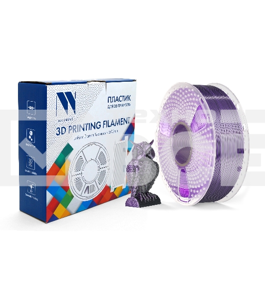 Филамент NVPRINT Silk PLA+  Black/Purple  для 3D печати диаметр 1.75мм  длина 330 метров  масса 1 кг