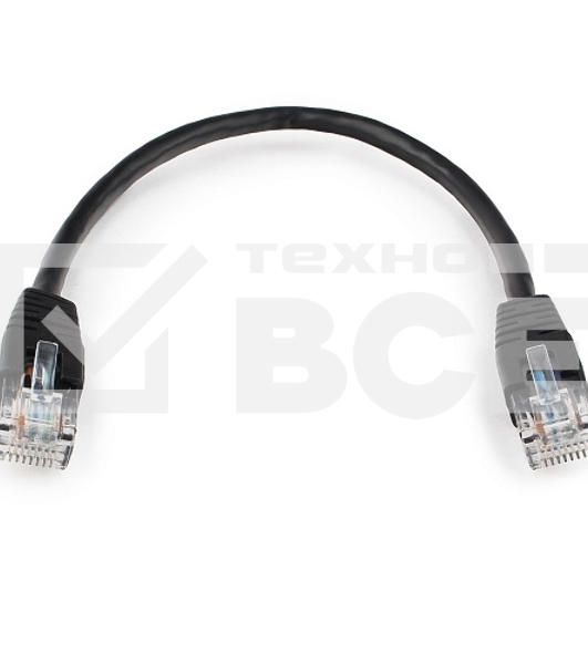 Патч-корд UTP Cablexpert PP6U-0.25M/BK кат.6, 0.25м, литой, многожильный (черный)
