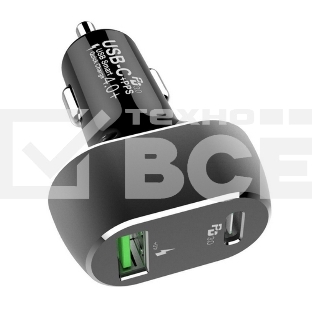 Автомобильное ЗУ (ACD-С632P-V1B) 63Вт, 2xUSB 1PD+1QC, 3.6~20В/3А RTL