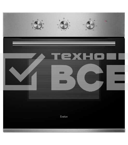 Духовой шкаф встраиваемый полноразмерный Evelux EO 620 X, 60 см, 8 режимов, 65л, нержавеющая сталь