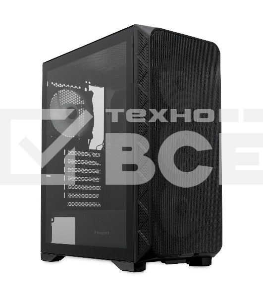 Компьютерный корпус HSPD M521, Mesh Mid Tower, черный, slide TG, 0.45 SPCC, 4x120мм ARGb ATX, mATX, mITX 160/330/184мм 2x2.5