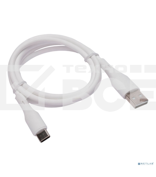 Кабель USB2.0 Cablexpert CC-USB2S-AMCM-1M-W, AM/Type-C, 3А, 18Вт, QC3.0, силиконовый, медь, 1м, белый, пакет
