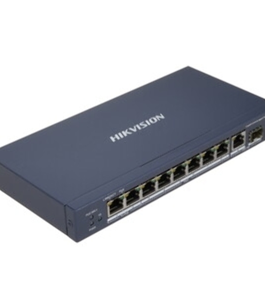 Коммутатор Hikvision DS-3E0510HP-E, 8×1 Гбит/с PoE+ + 1×1 Гбит/с SFP, неуправляемый