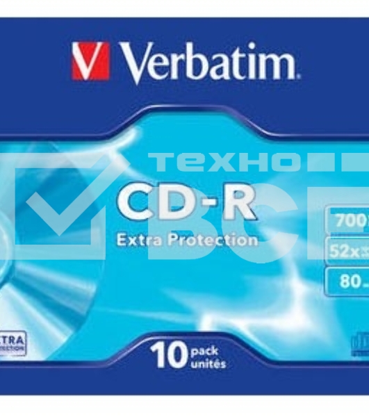 Диск CD-R Verbatim 700Mb 52x Slim case (10шт) (43415)