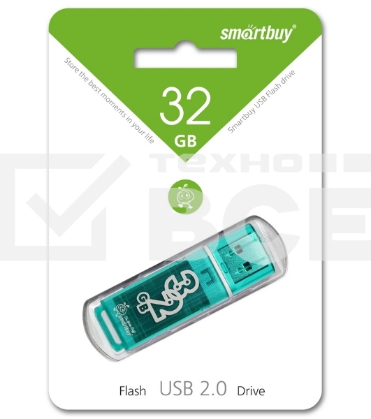 Флеш-память USB 2.0 Flash Drive 32GB Smartbuy Glossy series Green