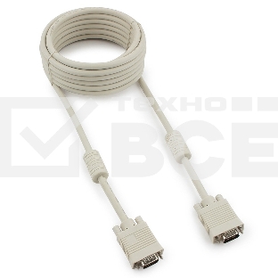Кабель Gembird/Cablexpert CC-PPVGA-5M, Кабель VGA Premium , 15M/15M,5.0м, серый, тройной экран, феррит.кольца