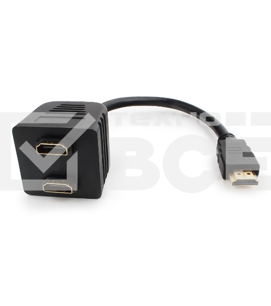 Разветвитель HDMI Cablexpert DSP-2PH4-002, HD19F/2x19F, 1 компьютер => 2 монитора, пасcивный, Full-HD, 3D, 1.4v