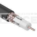 Кабель коаксиальный Rexant RG-6U+Cu, 75 Ом, Cu/Al/Cu, 64%, бухта 305 м, черный OUTDOOR, фото 1
