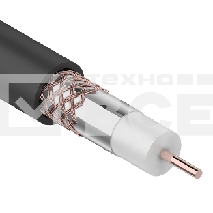 Кабель коаксиальный Rexant RG-6U+Cu, 75 Ом, Cu/Al/Cu, 64%, бухта 305 м, черный OUTDOOR