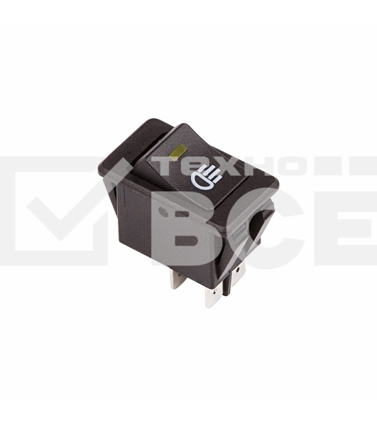 Выключатель клавишный 12V 35А (4с) ON-OFF с желтой LED подсветкой Rexant