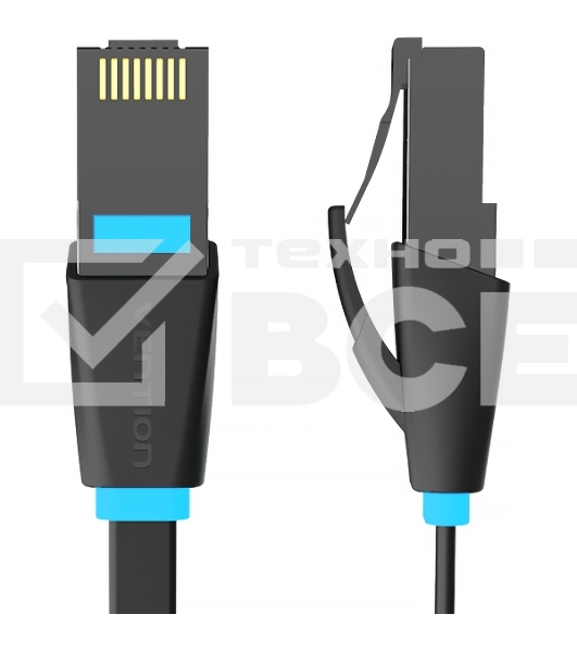 Патч-корд Vention прямой UTP cat.6, RJ45 - 3м. плоский Черный