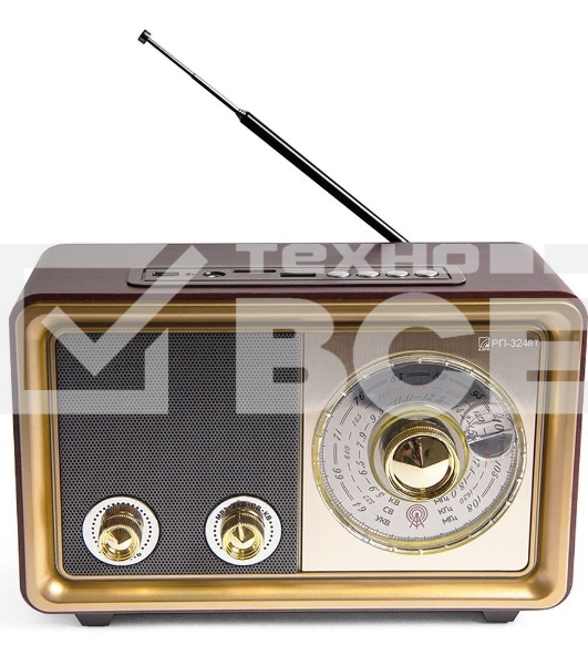 Радиоприемник портативный Сигнал БЗРП РП-324BT коричневый/бежевый USB SD/microSD