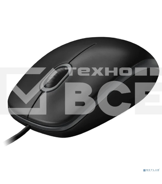 Мышь проводная Logitech B100 черный, 1000 dpi, USB, кнопки - 3