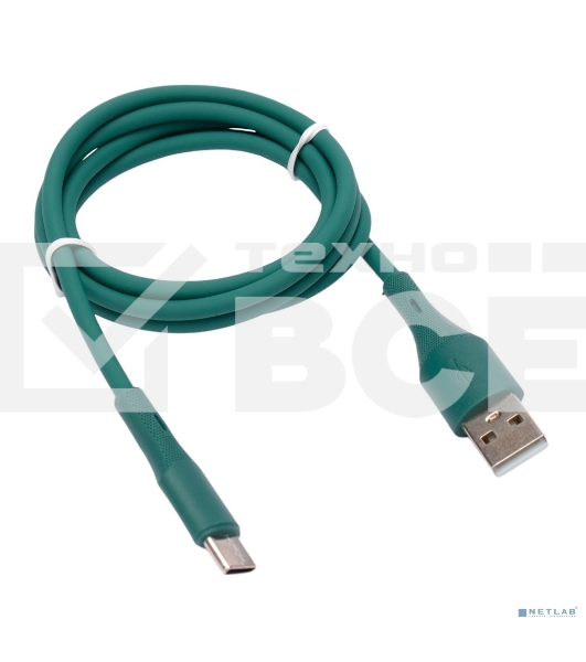 Кабель USB2.0 Cablexpert CC-USB2S-AMCM-1M-GN AM/Type-C, 3А, 18Вт, QC3.0, силиконовый, медь, 1м, зеленый, пакет