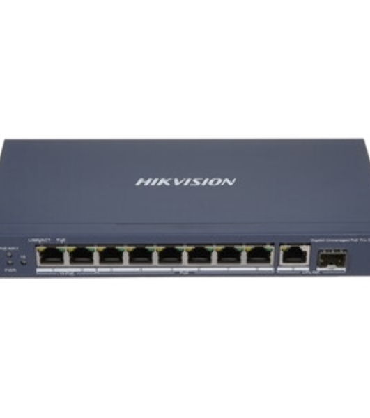 Коммутатор Hikvision DS-3E0510HP-E, 8×1 Гбит/с PoE+ + 1×1 Гбит/с SFP, неуправляемый